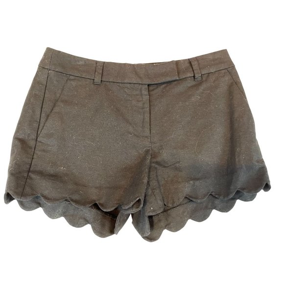 J. Crew Womens Shorts Scalloped Hem Chino Linen Blend H5623 SP18 Black Size 4 - Picture 2 of 10